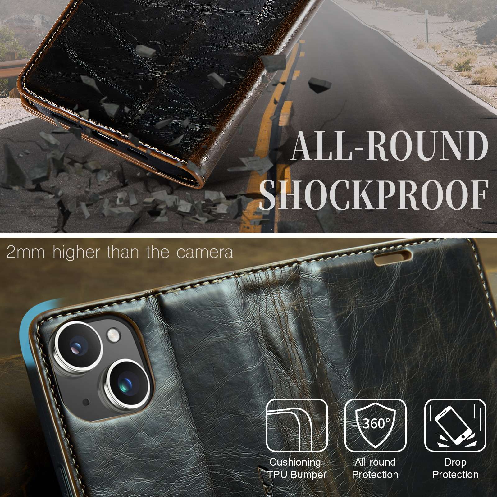 Phone Case with 2 Card Slots & 1 Cash Slot for iPhone - Image 2