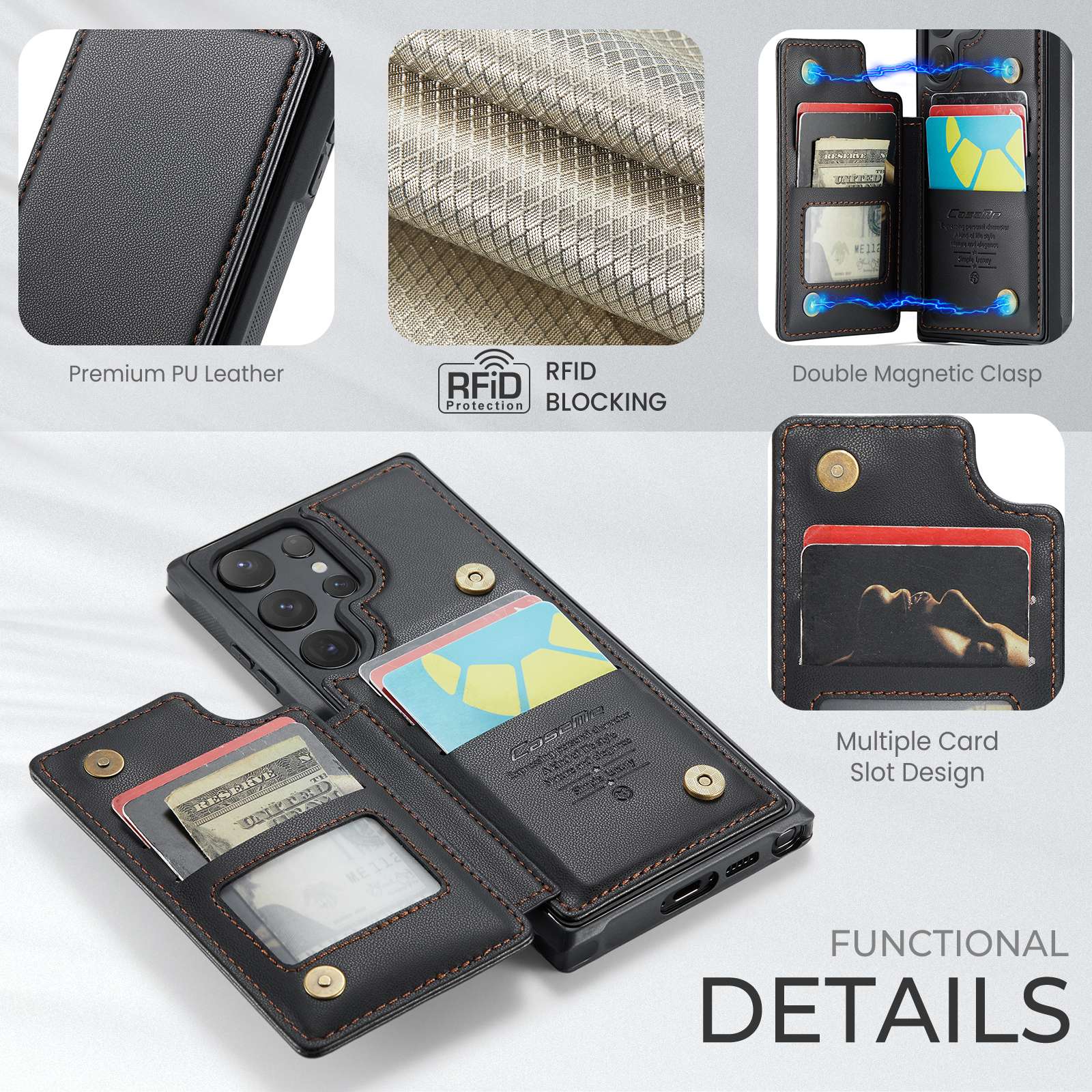 Phone Case with 5 Card Holders for Galaxy S, Note And A Series - Image 9