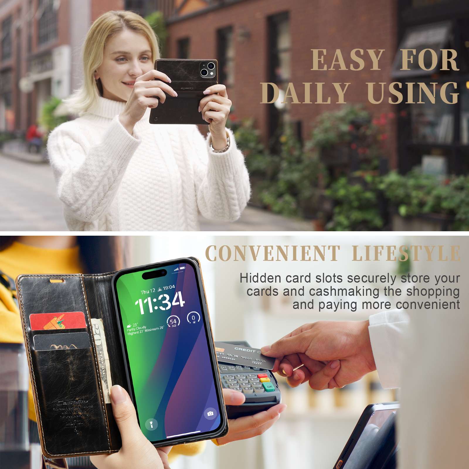 Phone Case with 2 Card Slots & 1 Cash Slot for iPhone - Image 5