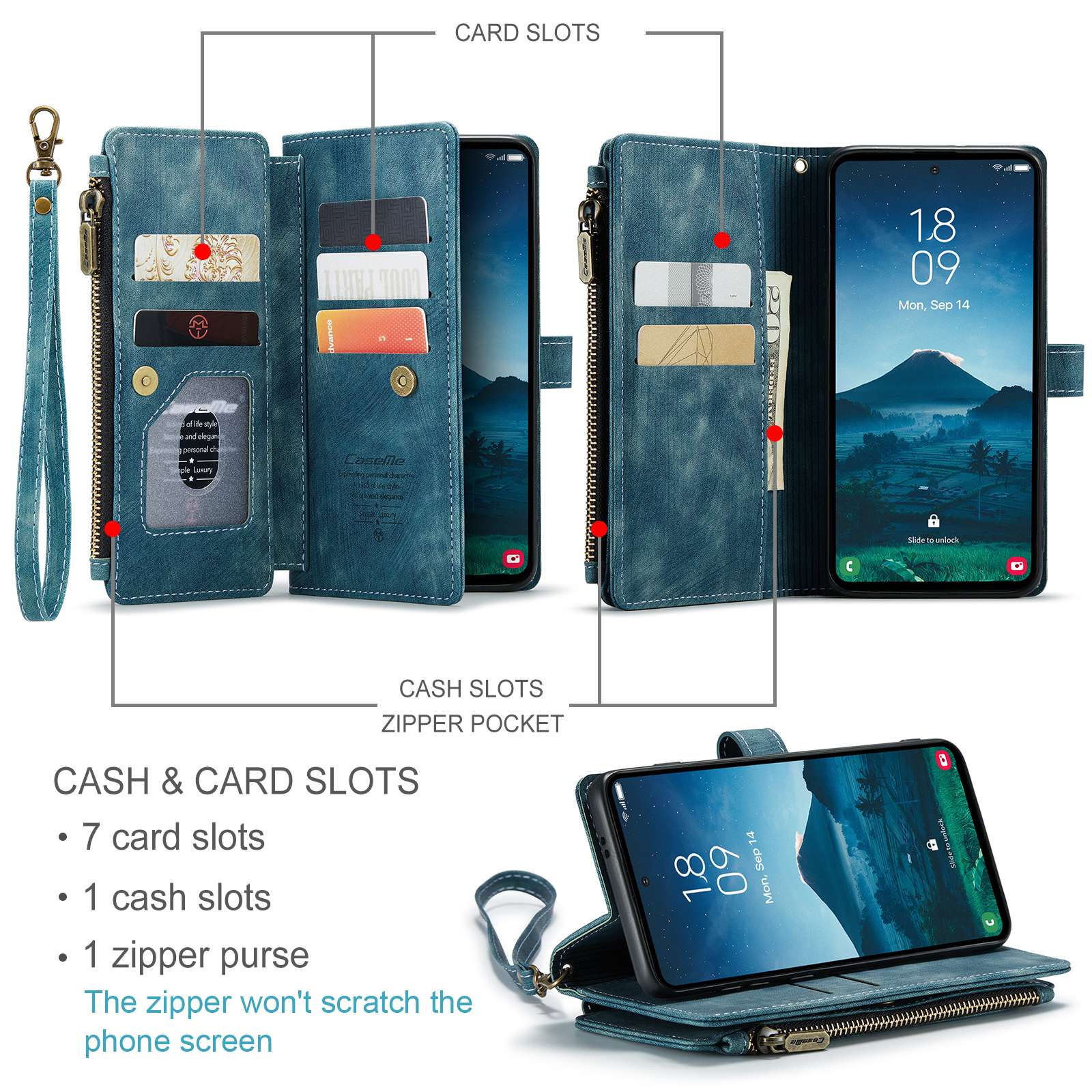 Wallet Case with 7 Card Slots for Samsung S, Note and A Series - Image 3