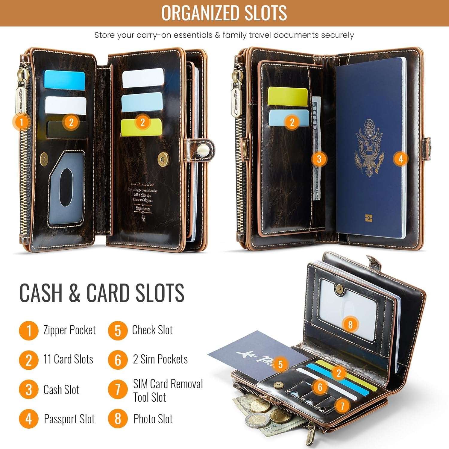Passport Holder Wallet Bag with 11 Card Slots - Image 2