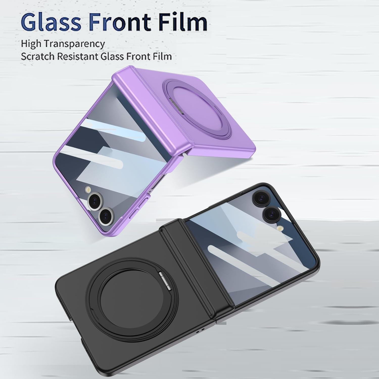 Samsung Galaxy Z Flip 7 Case with 360 Bracket Ring Holder Magnetic Hinge Protection & Built-in Front Screen Protector, Slim Texture Shockproof Case. - Image 9