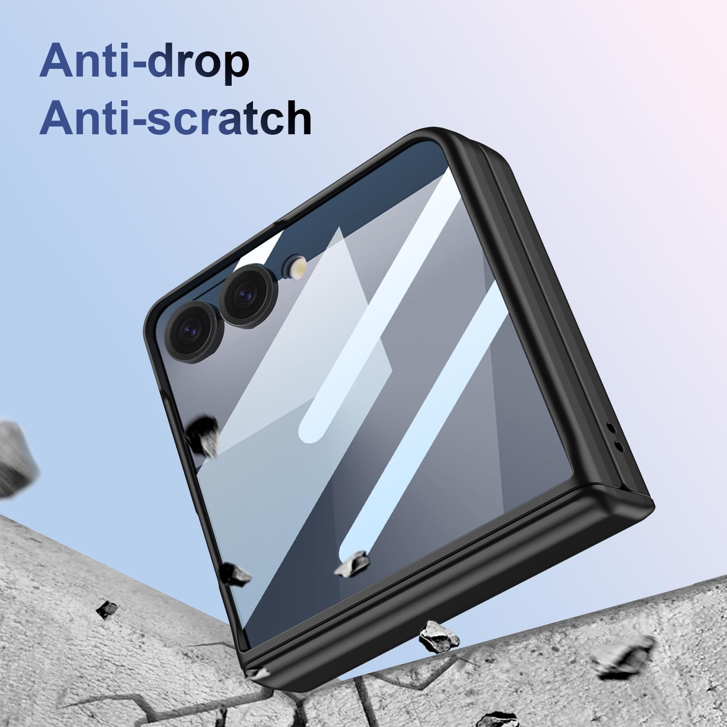 Samsung Galaxy Z Flip 7 Case with 360 Bracket Ring Holder Magnetic Hinge Protection & Built-in Front Screen Protector, Slim Texture Shockproof Case. - Image 5