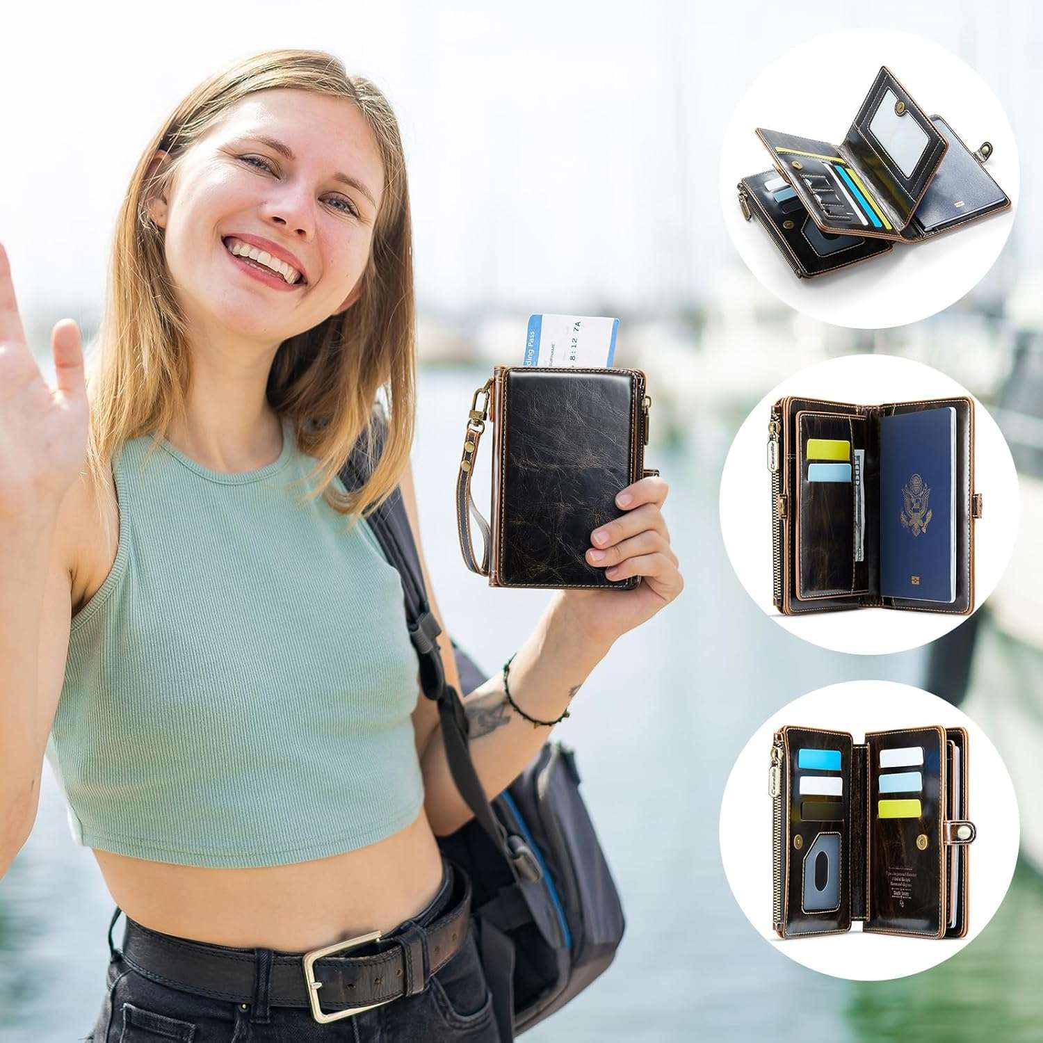 Passport Holder Wallet Bag with 11 Card Slots - Image 9