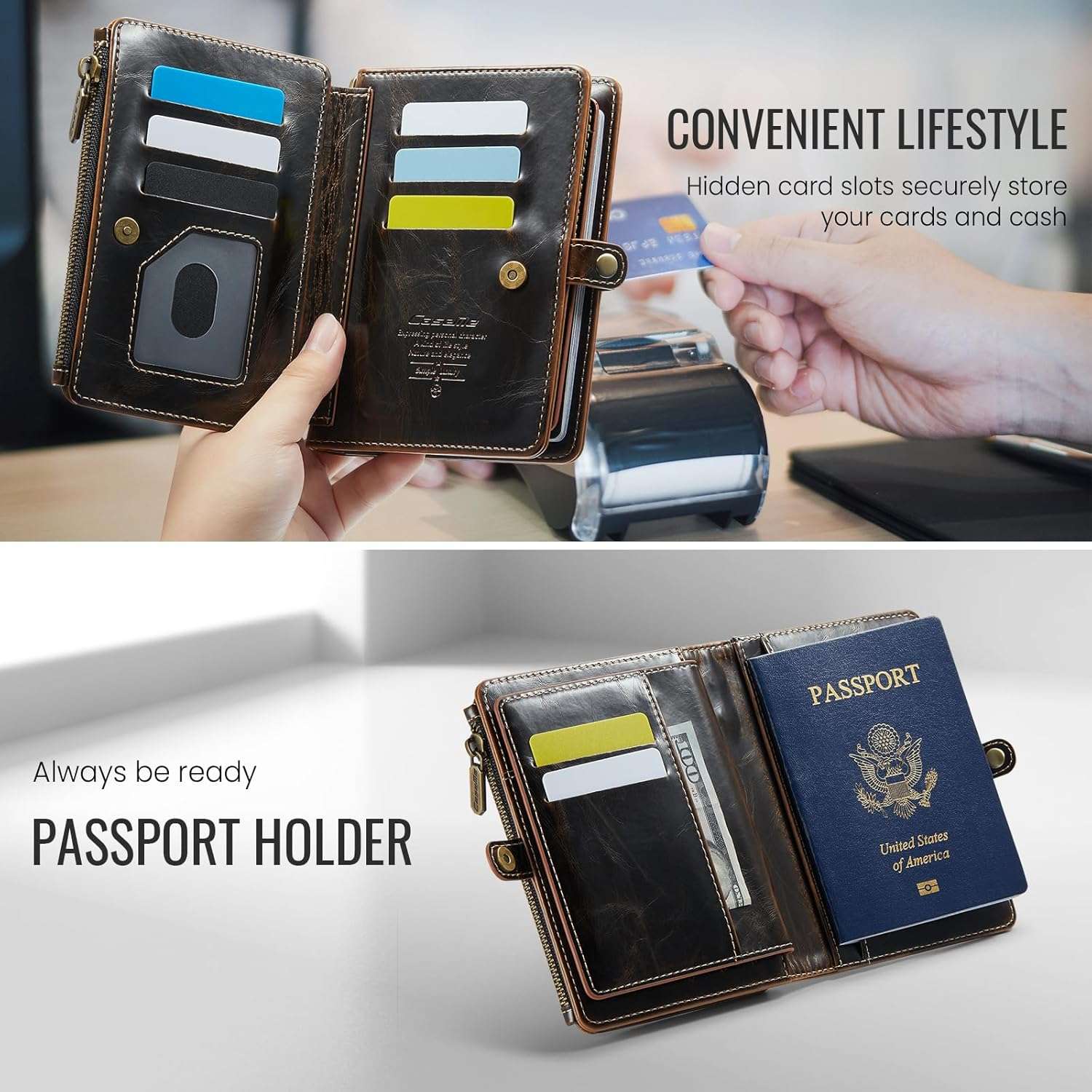 Passport Holder Wallet Bag with 11 Card Slots - Image 7