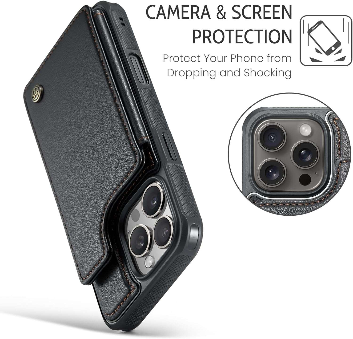 iPhone 16 Series Case with RFID Blocking and 5 Credit Card Holder - Image 5