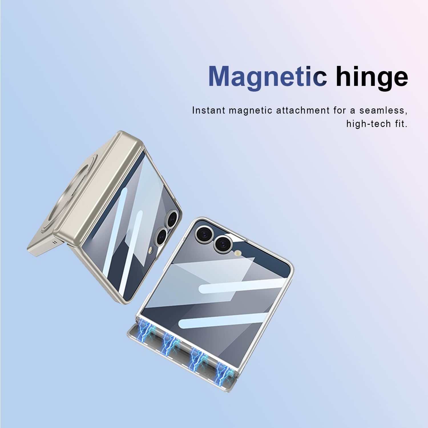 Samsung Galaxy Z Flip 7 Case with 360 Bracket Ring Holder Magnetic Hinge Protection & Built-in Front Screen Protector, Slim Texture Shockproof Case. - Image 8