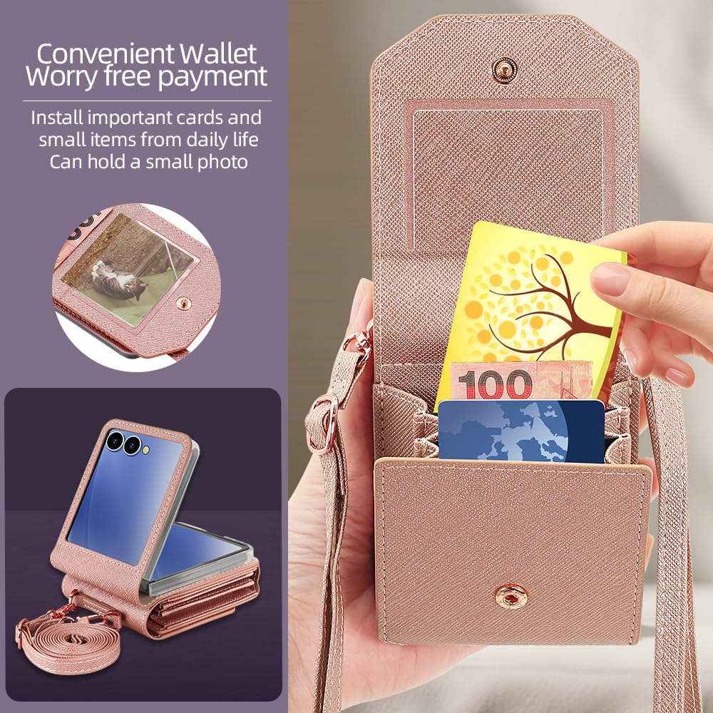 Samsung Galaxy Z Flip 7 Accordion Crossbody Wallet Case, Card Slots Large Capacity, Photo Window, Stylish and Versatile Accessory - Image 3