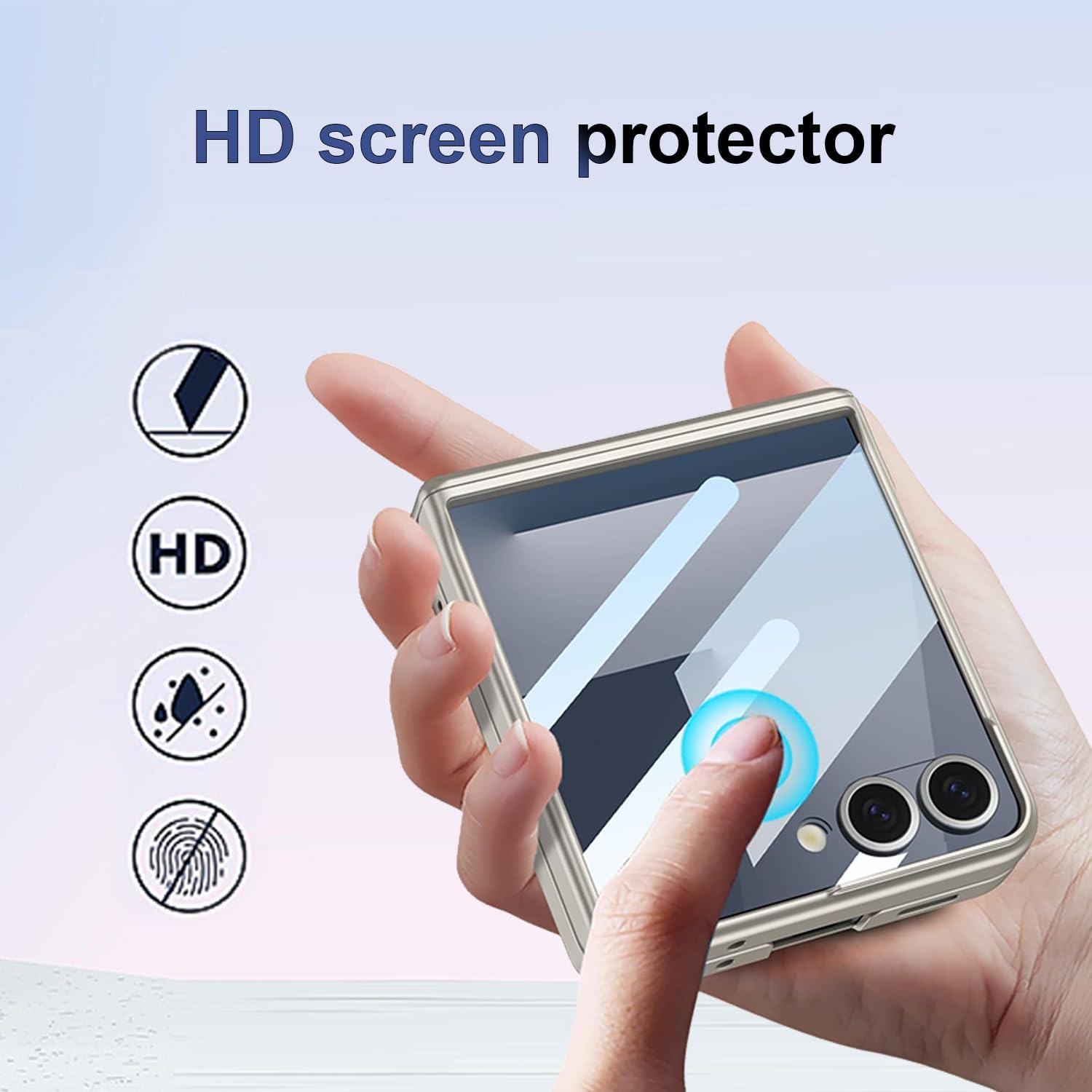 Samsung Galaxy Z Flip 7 Case with 360 Bracket Ring Holder Magnetic Hinge Protection & Built-in Front Screen Protector, Slim Texture Shockproof Case. - Image 3