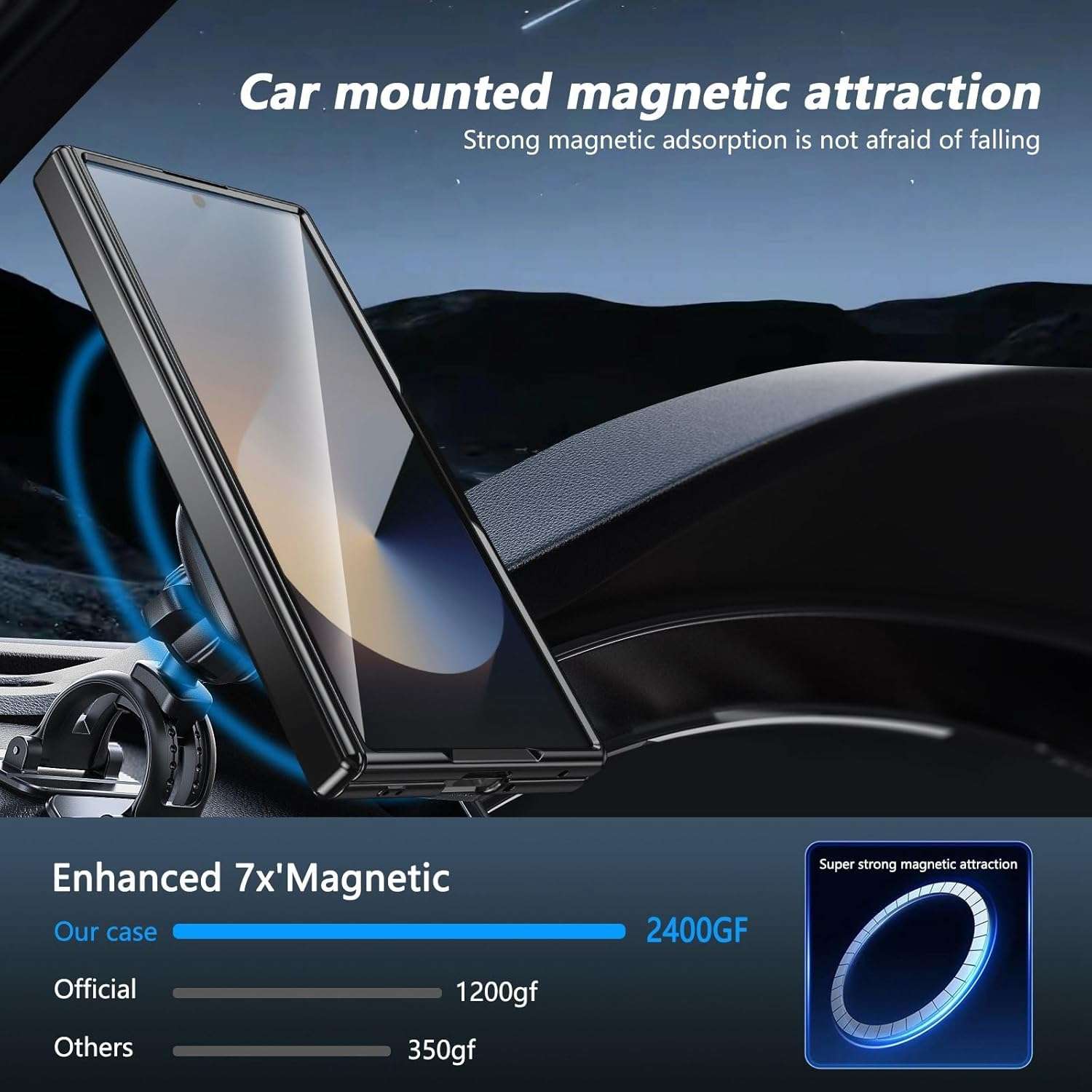 Samsung Galaxy Z Fold 7 Case with Magnetic Ring Holder, 360 Rotating Bracket, Hinge Protection - Image 3