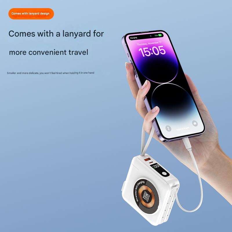 15000 mAh 3-in-1 Power Bank.20W PD Fast Charging, 15W Magnetic Wireless Charging And 12W Detachable Plug For Charging Your Phone Or Power Bank Separately.Design With A Built-in Lanyard. - Image 4