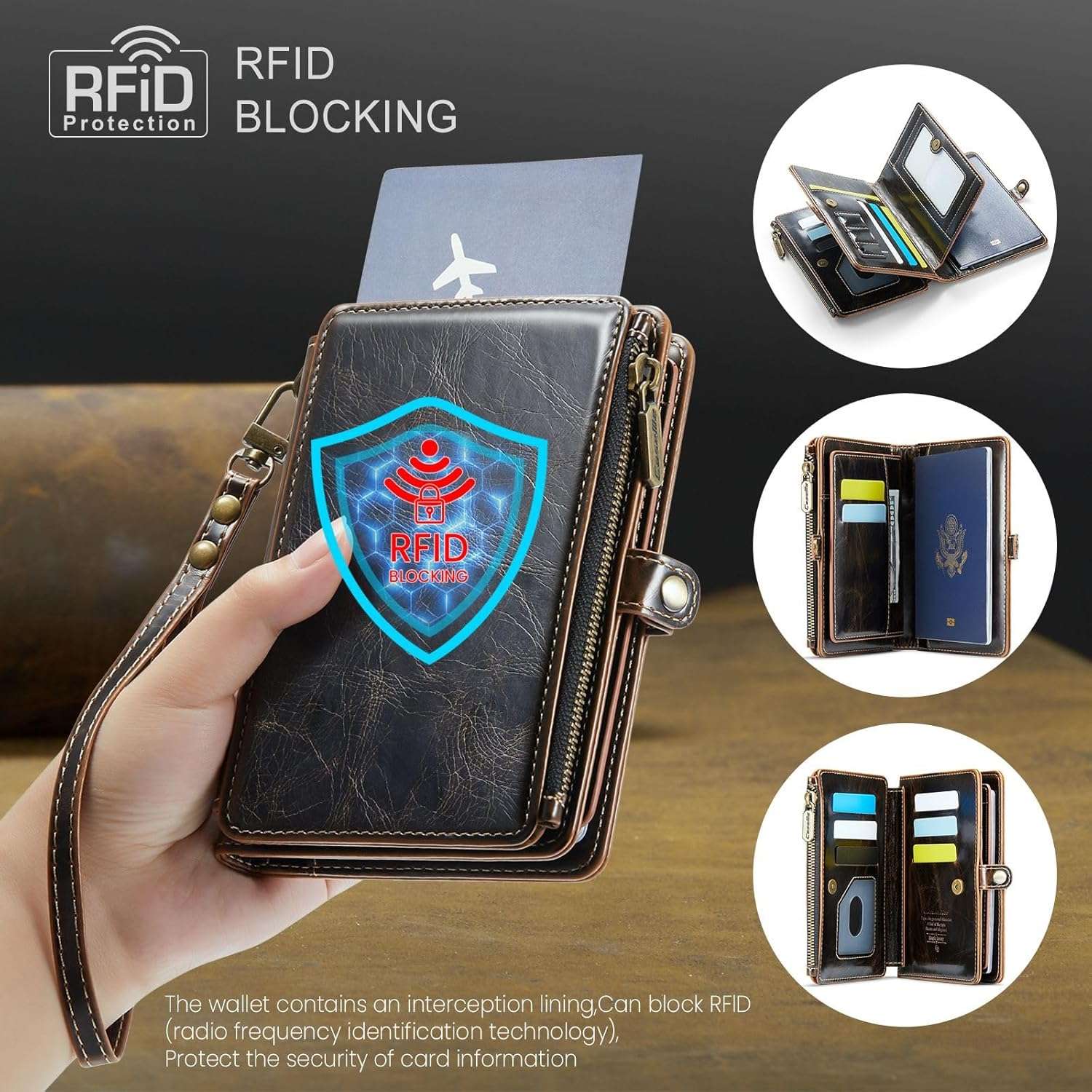 Passport Holder Wallet Bag with 11 Card Slots - Image 8