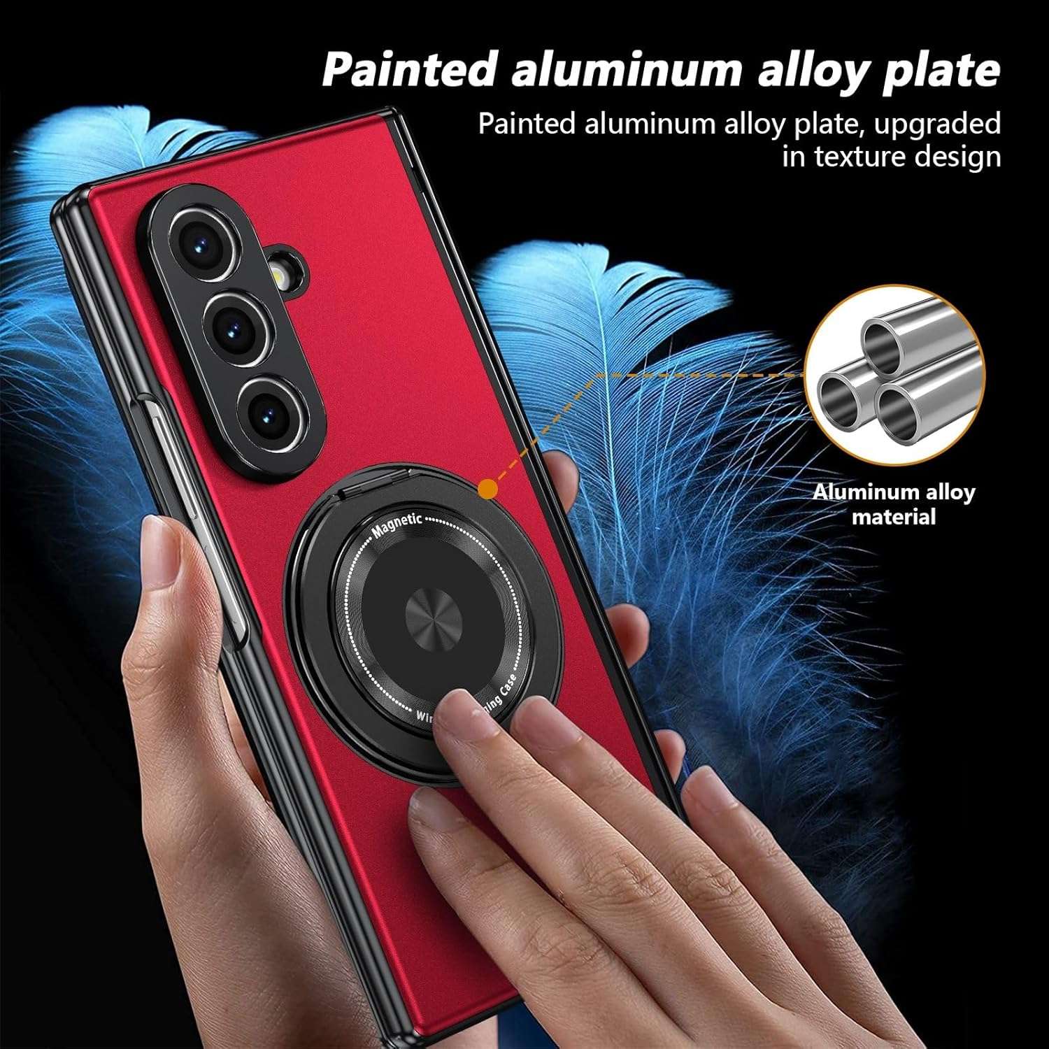 Samsung Galaxy Z Fold 7 Case with Magnetic Ring Holder, 360 Rotating Bracket, Hinge Protection - Image 6