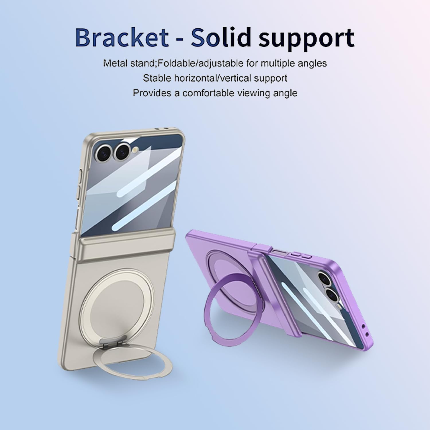 Samsung Galaxy Z Flip 7 Case with 360 Bracket Ring Holder Magnetic Hinge Protection & Built-in Front Screen Protector, Slim Texture Shockproof Case. - Image 6