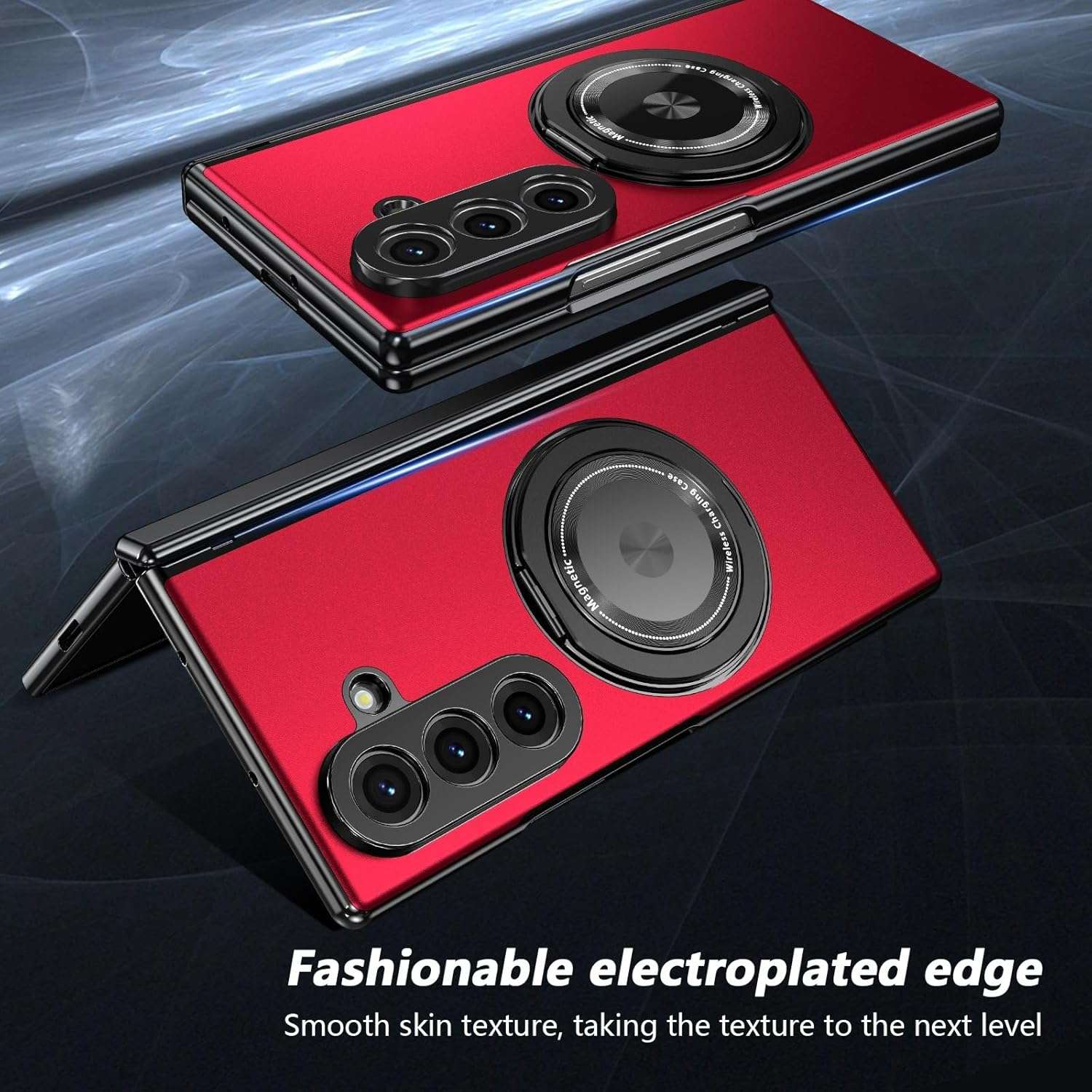 Samsung Galaxy Z Fold 7 Case with Magnetic Ring Holder, 360 Rotating Bracket, Hinge Protection - Image 4